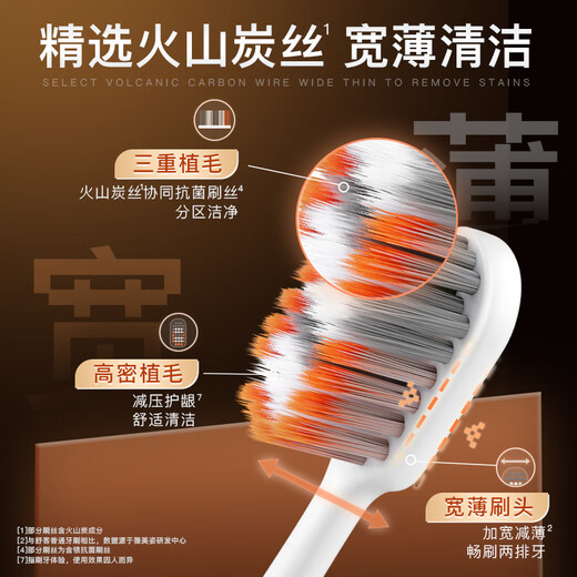 
Shuke Volcano Carbon Wire Soft Breast Toothbrush Wide Head Double-core Brush Antibacterial Rate of 99.9% Remove Yellow Stains 4 New and Old Random