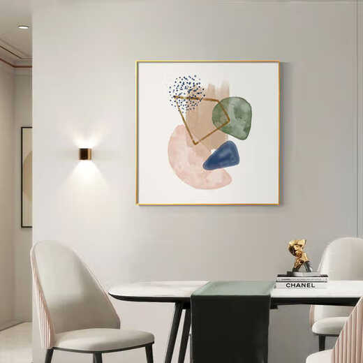 
Hanxuan abstract color blocks niche art restaurant decoration painting modern simple beauty salon hanging painting square oil painting living room mural JD15909 interest 50*50 texture oil canvas ps black frame