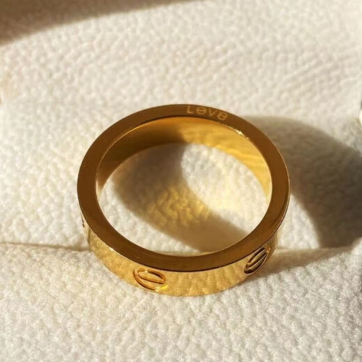 Shizhi gold-plated silver custom one-word ring, smooth surface for men and women, couple model for Chinese Valentine's Day gift, Kajia's same one-word ring, No. 17 ring