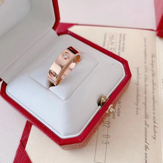 Cartier rings for men and women, same style for couples, 5.5 mm wide, inlaid with 3 diamonds, LOVE wedding ring, Chinese Valentine's Day gift, B4087500 18K rose gold 54