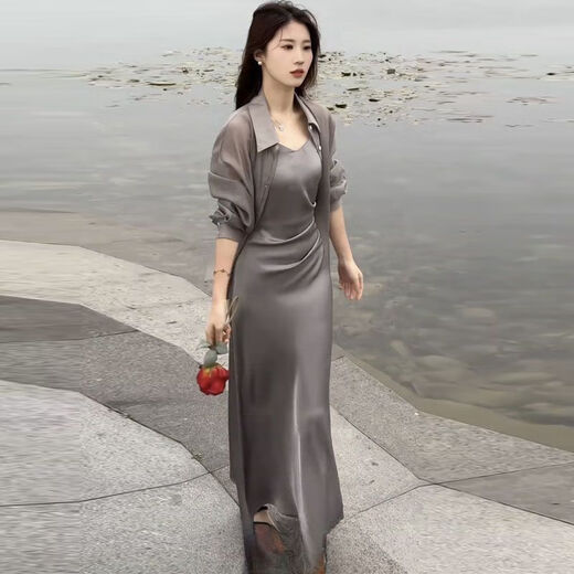 问浮黑色套装女夏装时尚 两件套气质型洋气裙2024夏季新款气质防晒衫 J683白色 2XL【建议130145斤】