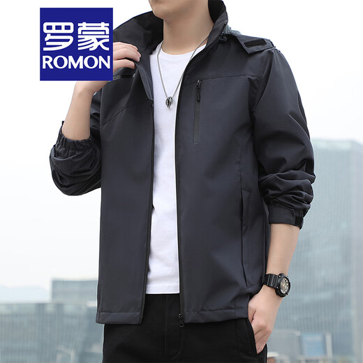 Romon Brand Jacke Herrenhäuser -Jacke Herren Frühling und Herbst 2022 Spring Mode vielseitige trendige lässige Gelegenheitskleidung Windschutz Arbeiten Herrenkleidung JK683 Black 175