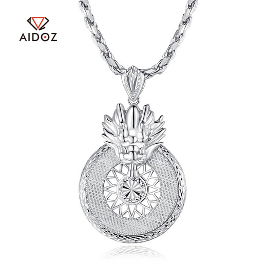 Aido Diamond Platinum Fortune Pendant Men's PT950 Platinum Faucet Compass Large Pendant Trendy Men's Accessories Small Edition 27-28g + With Black Leather Cord