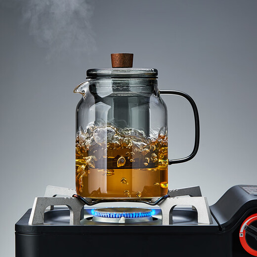 Mesni Teapot Glass Teapot Set Tea Maker Kung Fu Short Cup Dark Color Thickened Glass Flower Teapot