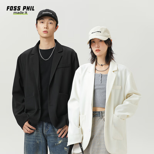 Foss Phil西装外套男女春秋季潮牌宽松商务休闲百搭小西服上衣K8黑色2XL