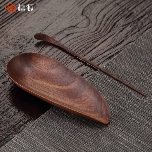 Walnut tea tea pick set solid wood teaspoon tea shovel Kung Fu tea set rosewood tea art tea spoon tea lotus Zijin tea set walnut