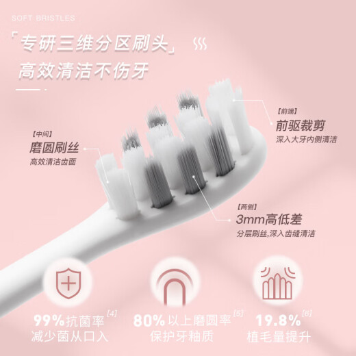 舒客情侣电动牙刷智能换区清洁成人/新婚礼物男士/女友声波5档T2粉+T2白 父亲节礼物