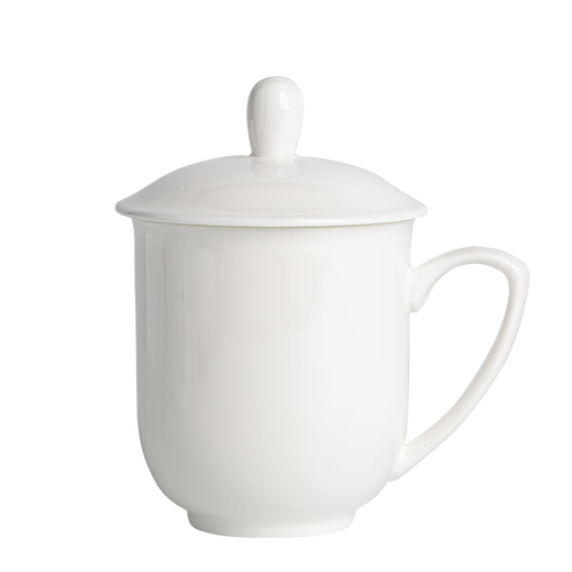 Made in Tokyo, tea cup, ceramic tea cup, office conference cup with lid, pure white, customizable, 360ml, 10 pieces