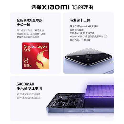 Téléphone mobile Xiaomi Xiaomi 15, subvention d'État, LEAN OPTICAL SUMSILUX HEURM SPEED, SNAPDRAGON 8 Plateforme mobile de l'édition suprême, Xiaomi Pengpai OS 2, blanc, 12 Go + 256 Go