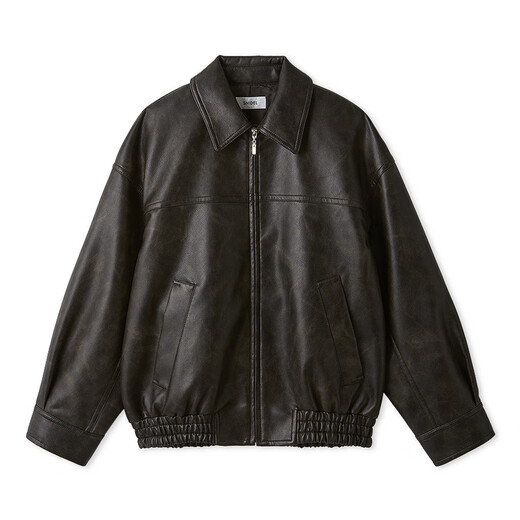 SNIDEL2025 autumn and winter new product versatile lapel retro loose imitation leather jacket SWFJ254153 black one size (F)