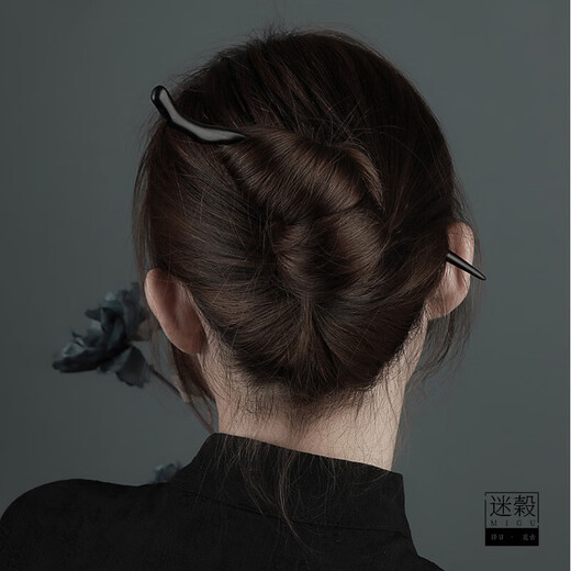 Shijun (SHIJUN) black sandalwood hairpin as a gift to your girlfriend, Hanfu accessories, modern and simple wooden antique style hairpin for women, new Chinese style hairpin, great value, free combination of two packs (21/23CM)