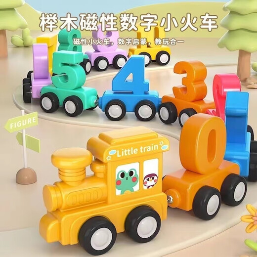 Coolfei para niños Magnético Train Magnético Asamblea Magnética Bebé 1-6 años Educación temprana Juguetes de trenes de iluminación 12 Números magnéticos de madera 0-10