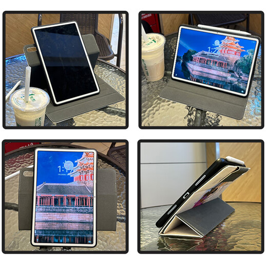 Yaluge Apple iPad Air11/13-Zoll-Tablet-Fall 2025 Air Apple A3271 Lernbüro A3266 rotierender MC9Y4CH Kinder Fall Anti-Fall-Fall, Rich Line Puppy [dreifacher Rotary-Stand] mit einem temperierten Film Air4/Air5-10.9
