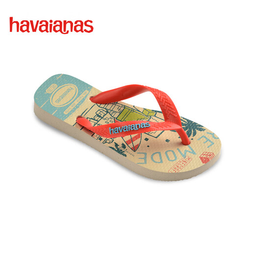 Havaianas Kinder Minecraft Printed Flip Flops Eltern-Kind Außenbekleidung Flat Pantoffeln 9897-Beige/Orange 33-34 Brasilianischer Code