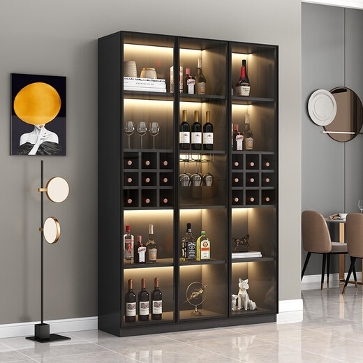 Yunxi home wine cabinet living room wine cabinet household floor-standing sideboard storage cabinet display cabinet simple with tempered glass door wine cabinet light luxury white single door 40*40*200 with light without wine compartment