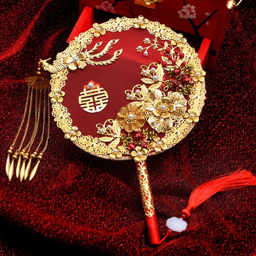 SHANGGE Bride Xiuhe Headdress Chinese Ancient Style Tuanfan Wedding Headdress Tea Ceremony Xiuhe Suit Tassel Step-Shaking Crown Tuanfan + Gift Box