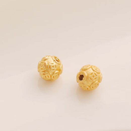 Fat Donglai's same style bag 18k gold beads loose beads matte gold color-preserving thick coins hollow barrel beads matte gold small thick coin beads 8mm each