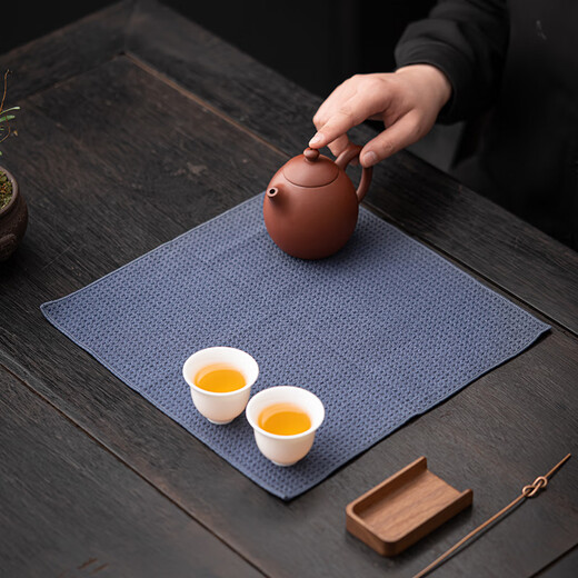 Su's Ceramics sky blue polycotton tea towel absorbent tea tablecloth tea ceremony tea mat Zen dry brew teapot mat
