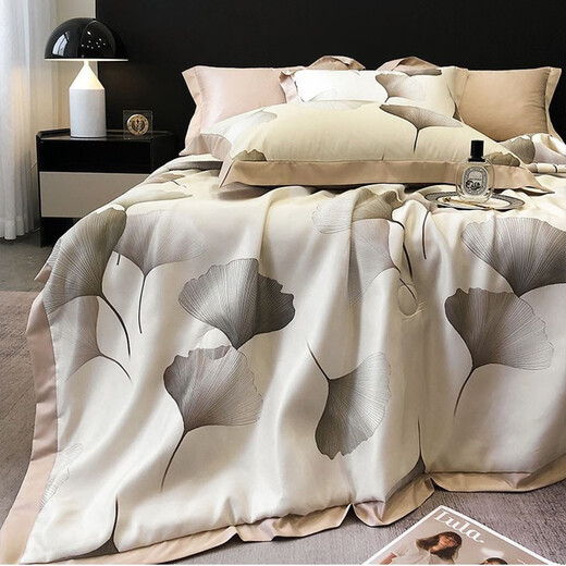 Meet the Beauty Tencel Air Conditioning Quilt Three-piece Set Double-sided Washable Ice Silk Summer Quilt Thin Naked Sleeping Satin Summer Cooling Quilt Skin-Friendly Summer Quilt Xiyan Green 150*200cm+2* Pillowcases