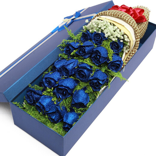 Laiji Valentine's Day flower express rose gift box bouquet to express love to girlfriend birthday gift nationwide delivery 19 blue enchantress gift box never fades love