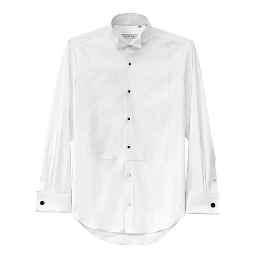 
CULTUM Bamboo Fiber Cotton Patch No Iron-Winged Collar French Wedding Groomsmen's Business Banquet Grooms Dress Shirt White L