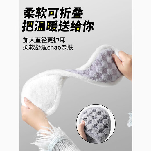 啄木鸟毛绒耳罩冬季女护耳耳包骑行保暖防冻东北防风防寒后戴式耳捂耳暖 米色