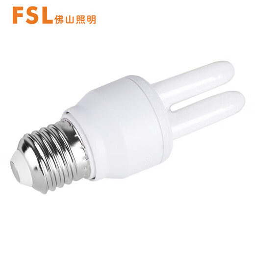 Foshan Lighting (FSL) T4 electronic energy-saving bulb U-shaped three-primary color fluorescent bulb E27 screw bulb 2U-5W white light (6500K)
