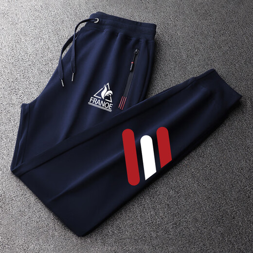 Le coq sportif French big cock casual sports pants for men in spring, autumn and winter new fashion versatile running leggings long pants black non-velvet flat-leg sweatpants red and white three stripes 3XL recommended 180-200Jin Jin equals 0.5 kg