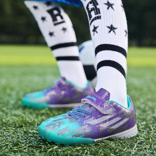 FEELACES儿童足球鞋碎钉男女专用猎鹰梅西学生训练鞋儿童tf人造草地球鞋 6195薄荷绿碎钉 36【球袜+球包+护板】