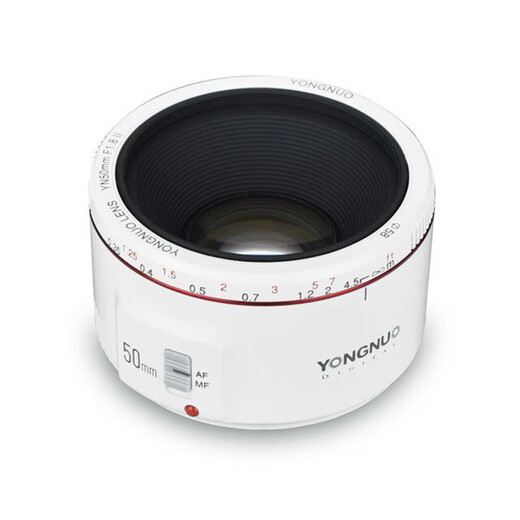Yongnuo YN50mm F1.8 small spittoon lens automatic standard fixed focus suitable for Sony mouth ZV-E10 Nikon mouth Fuji mouth Canon mouth SLR micro single portrait lens Canon EF mouth second generation (white) 50mm F1.8