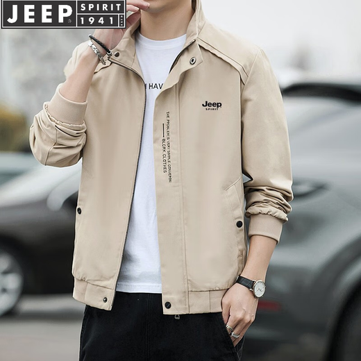 JEEP SPIRIT Jeep Jacket Men's Jacket Autumn and Winter New Plus Velvet Thickened Young and Autumn Spring and Autumn Tops Fashionable Leisure Clothing Army Green (Regular) XL (125Jin Jin is equal to 0.5kg -140Jin Jin is equal to 0.5kg)