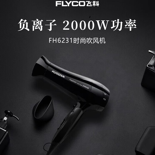 Secador de pelo de flyco 2000W Hogar secador de cabello de alta potencia secador de pelo portátil de aire caliente Feike FH6231 (2000W) Noble negro