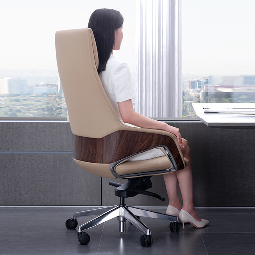 Furicco Office Chair Lüge, Chefstuhl echtes Leder, ergonomischer Computerstuhl, Haus großer Klassenstuhl, hoher Rückenstuhl (Dark Brown 3A Cowhide-Nd9719)