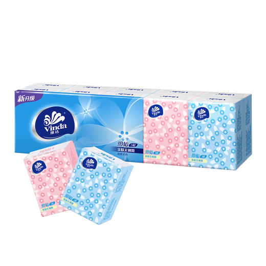 Vinda handkerchief paper portable small pack of paper towels thin tough handkerchief napkin toilet paper 3 layers 8 pieces * 10 packs