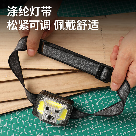Deli headlight LED induction headlight for night fishing strong light rechargeable head-mounted flashlight long-range waterproof camping outdoor fishing light