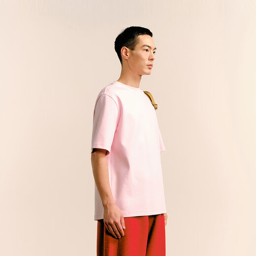 
Sketch men's clothing 2025 spring and summer new product cotton roman cloth round neck loose solid color short-sleeved T-shirt casual 9P1115080 687 light pink M