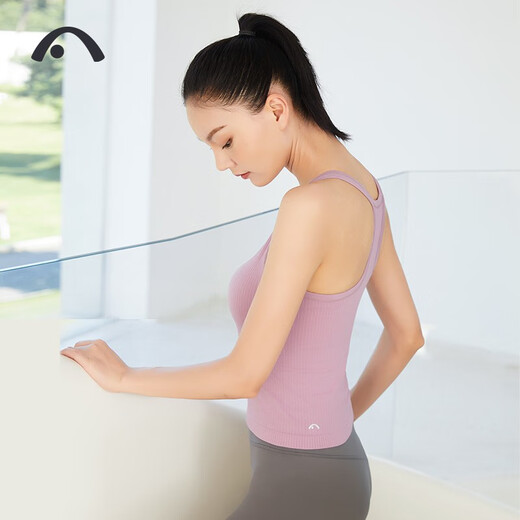 Aixiabu Spring and Summer Professional Yoga Wear Top Women's Short Yoga Vest Fitness Wear Pilates Seamless Quick-Drying Sports Bra Pollen Purple/Imported Yarn/Top A23003NWF L