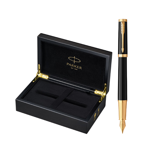 派克（PARKER） 2023新品精英系列墨水笔钢笔高端商务送礼木质礼盒装 免费刻字 精英睿智黑金夹墨水笔