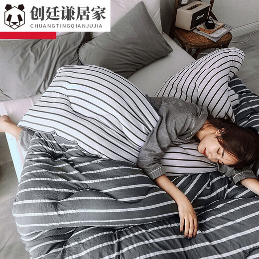 Reciting Jianli quilt spring and autumn single quilt core winter quilt four seasons quilt summer cool air conditioning quilt dormitory 1.5 meters 150*2 gray and white strips 180*220cm. Comfortable 5 Jin [Jin equals 0.5 kg]