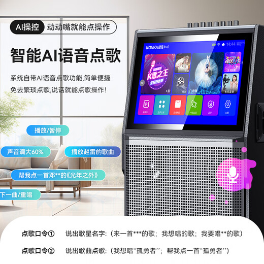 康佳家庭ktv音响套装点歌机功放一体机卡拉ok户外室外唱歌神器广场舞音响带显示屏视频音箱k歌大屏家用 17.5吋屏+11喇叭+充电话筒+128G
