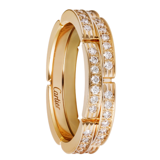 Cartier women's ring double row wedding ring 18K gold set with 42 bright diamonds B4 Chinese Valentine's Day gift 52