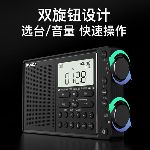 Panda (Panda) 6218 Tragbares Bluetooth -Radio Vollband Stereo Multifunktional Halbleiterfahrzeug -Backup