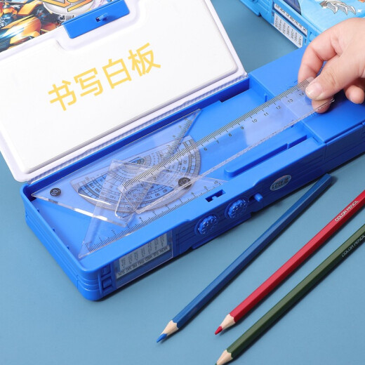 Jinmai Multifunctional Password Lock Stationery Box Transformers Pencil Box Primary School Boys Pen Bag Personalized Kindergarten Children Primary School Students Used First Grade Smart 2022 Internet Celebrity Double-sided Transformation Password Lock Model Light Blue 9920+ Electronic Watch