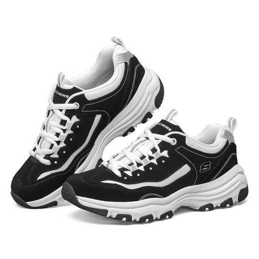 Skechers Oreo Panda Shoes丨Dad Shoes Women's Classic Black and White Retro Autumn and Winter Lightweight Trendy Increased Sports and Casual Shoes Women's Black/White-BKW 38