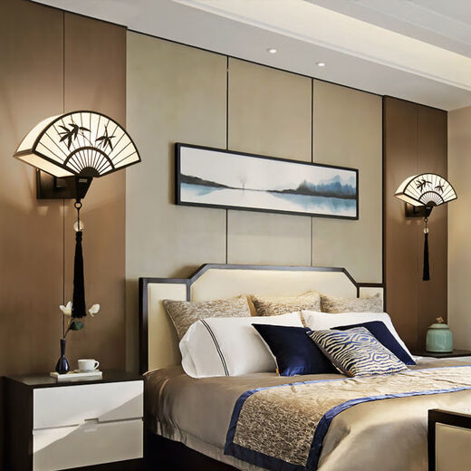 Yaotian New Chinese Wall Lamp Living Room Modern Bedside Lamp Aisle Stair Decoration Background Wall Radar Induction Lamp 6019 Embroidery Wiring/Induction Style