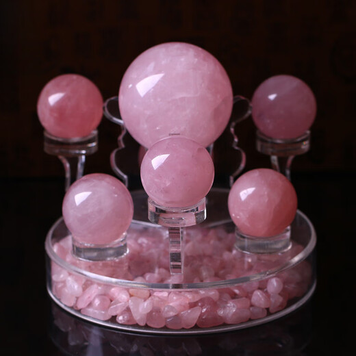Xiyinfu natural pink crystal ball ornaments pink crystal ball home living room entrance bedroom crafts crystal original stone ornaments diameter 7cm