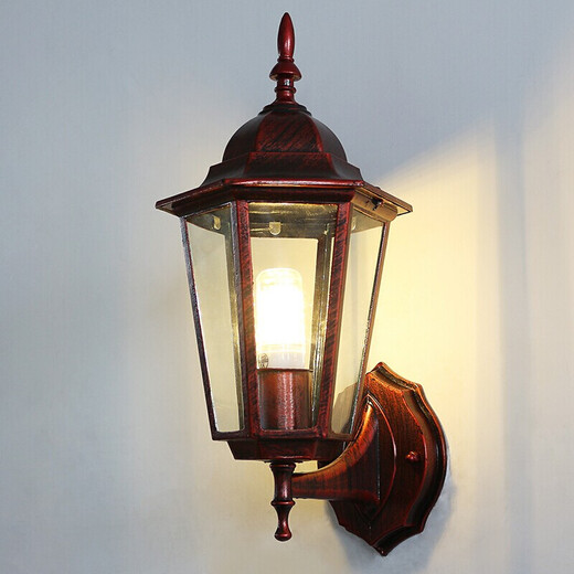 Außenwandleuchte, wasserdicht, europäische Retro-Balkon-Gartenlampe, amerikanische Gangtreppe, pastorale LED-Wandleuchte für den Außenbereich, sandschwarz, kleine gebogene Wandleuchte