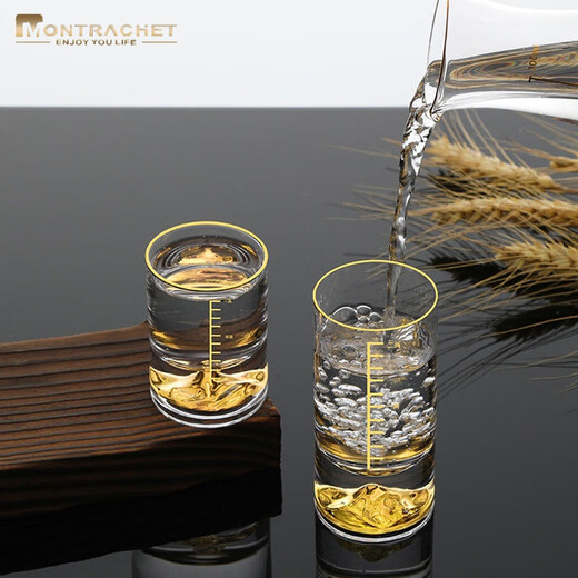 Montrachet gold-marked white wine cup set, one or two crystal glass gold foil cups, household two or two scale Jinshan small wine glasses, 1 or 2 cups, 1 piece, Jinshan cup 50 ml