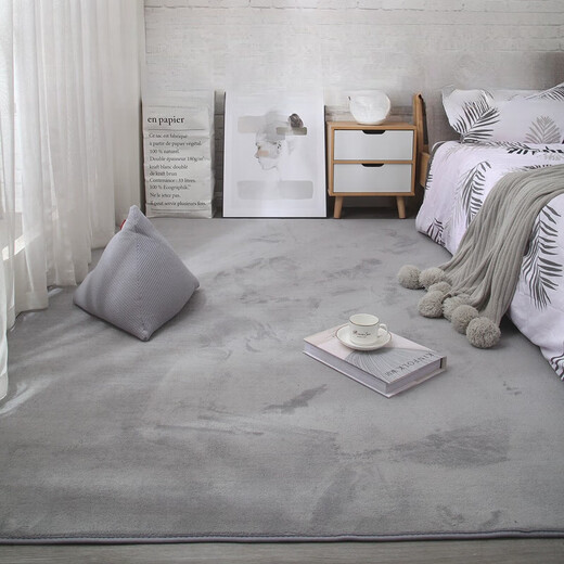 DONOYA Doroya Bedroom Carpet Full Thick Short Pile Light Luxurious Lazy Feeling Home Easy-Care Bedroom Thickened Anti-Slip Bedside Blanket Customized Silver Gray 200x300cm