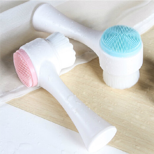 LINBOER Silicone Double-sided Facial Cleansing Brush Cleansing Instrument Manual Facial Cleansing Brush Soft-bristled Silicone Massage Brush Manual Beauty Color Randomly Sent [Manual Model]